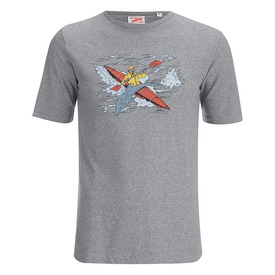 Arpenteur Men's Ligne Claire Kayak Print T-Shirt - Grey Image 1