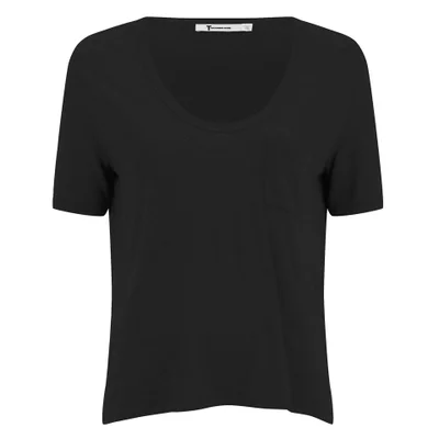 T by Alexander Wang Women's Classic Cropped T-Shirt with Chest Pocket - Black