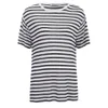 T by Alexander Wang Women's Stripe Rayon Linen Short Sleeve T-Shirt - Ink and Ivory - Image 1