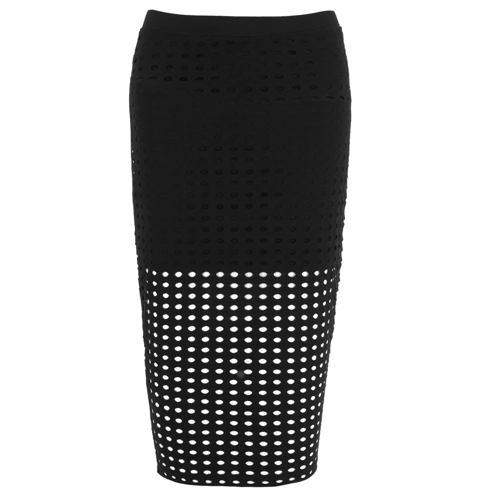T by Alexander Wang Women's Circular Hole Jacquard Jersey Skirt - Black Image 1