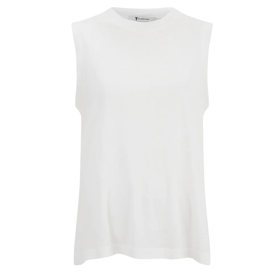 T by Alexander Wang Women's Viscose Jersey High Neck Flared Tank Top - White Image 1