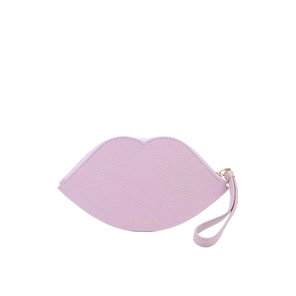 Lulu Guinness Women's Large Grainy Leather Lip Coin Purse - Magenta Image 1
