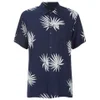 OBEY Clothing Men's Palm Fan Woven Short Sleeve Shirt - Navy/White Print - Image 1
