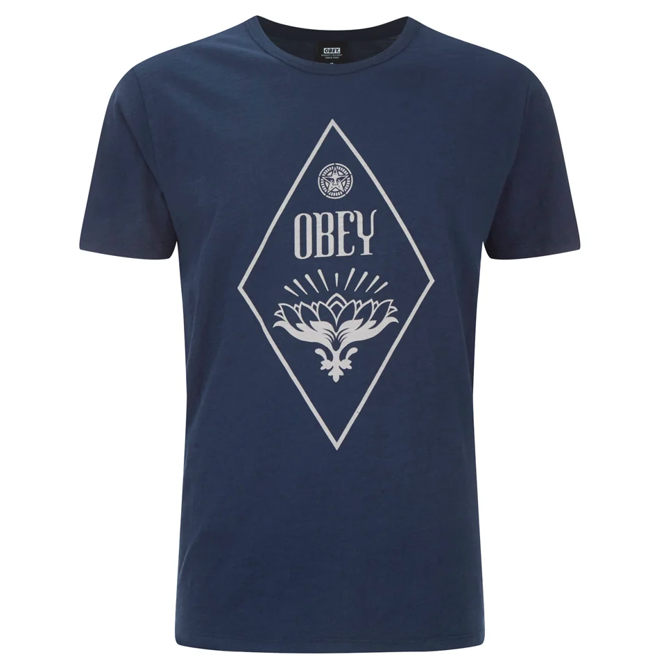 OBEY Clothing Men's Diamond Lotus Slub T-Shirt - Navy Image 1