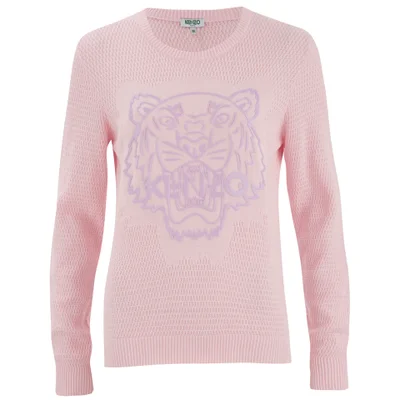 KENZO Women's The Silicon Tiger Classic Textured Stitch Cotton Jumper - Light Pink