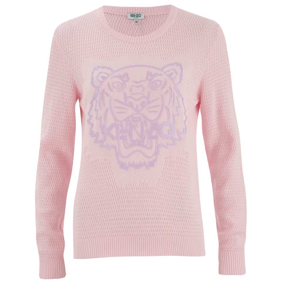 KENZO Women's The Silicon Tiger Classic Textured Stitch Cotton Jumper - Light Pink Image 1