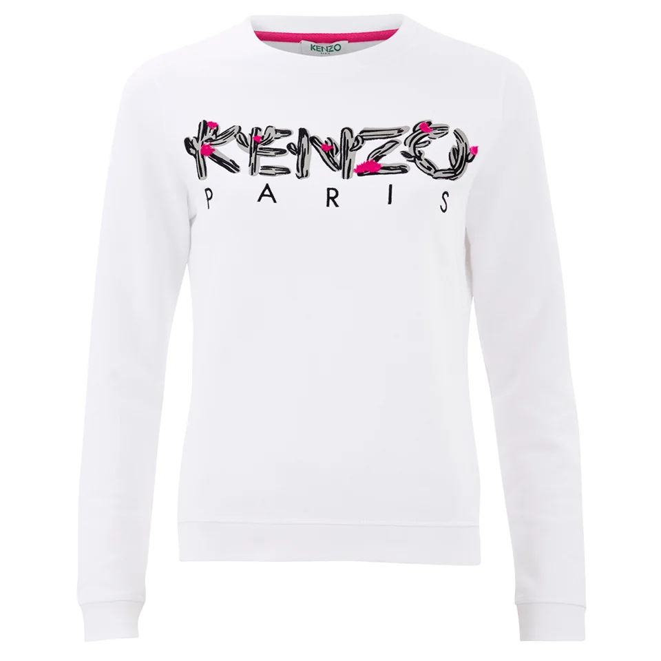 KENZO Women's Cactus Brushed Molleton Logo Sweatshirt - White Image 1