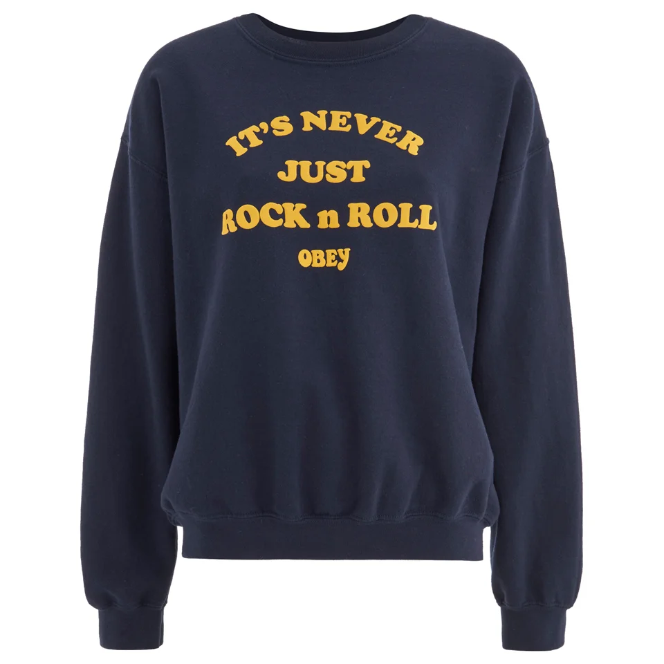 OBEY Clothing Women's Never Just Rock N Roll Sweatshirt - Navy Image 1
