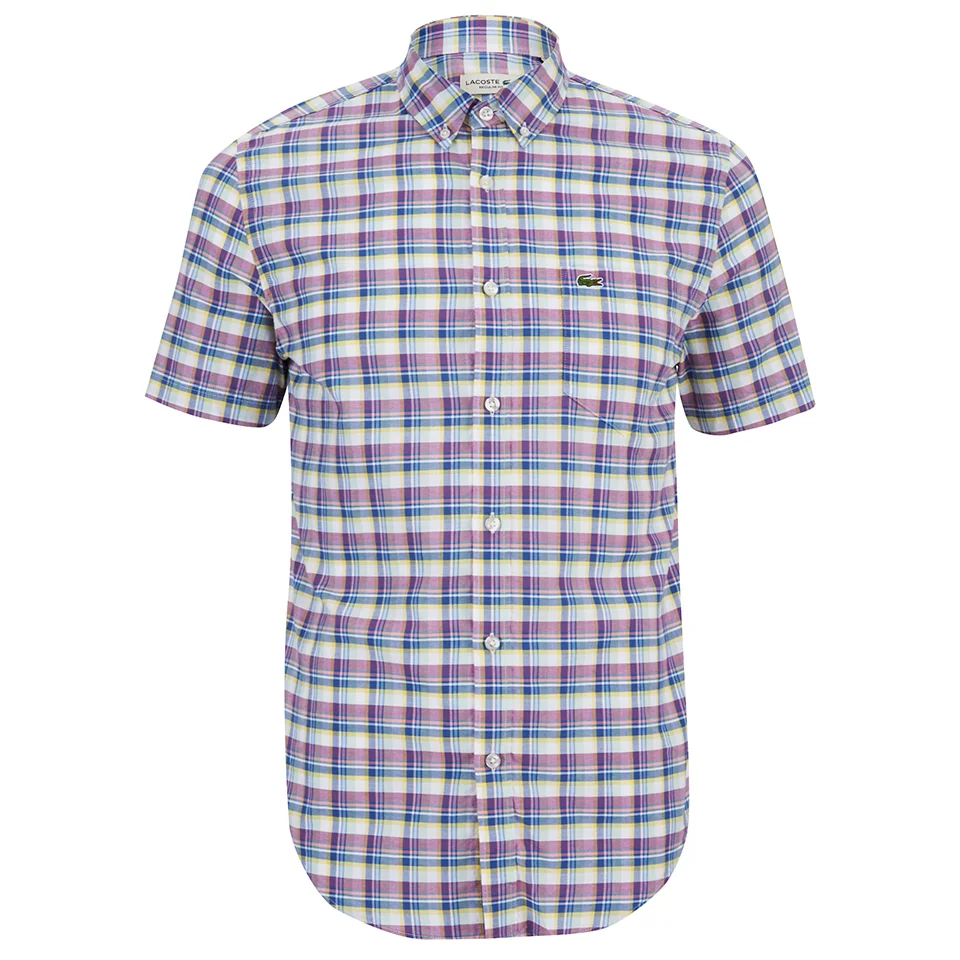 Lacoste Men's Short Sleeve Checked Shirt - Iodine Image 1