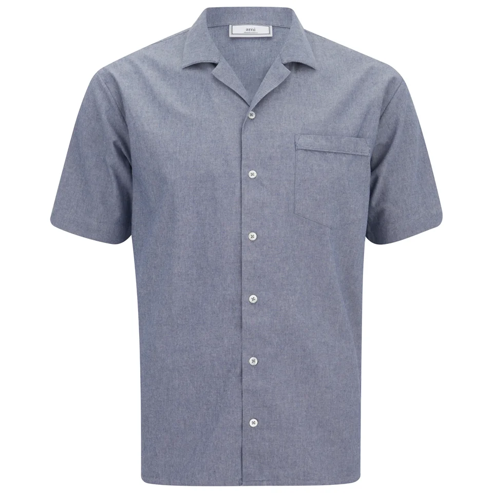 AMI Men's Collar Detail Short Sleeve Shirt - Chambray Image 1