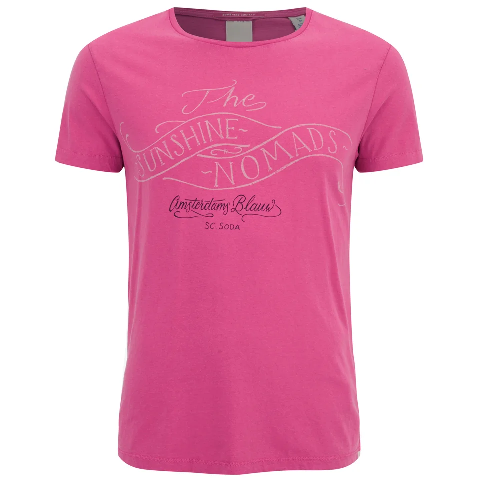 Scotch & Soda Men's Printed Crew Neck T-Shirt - Pink Image 1