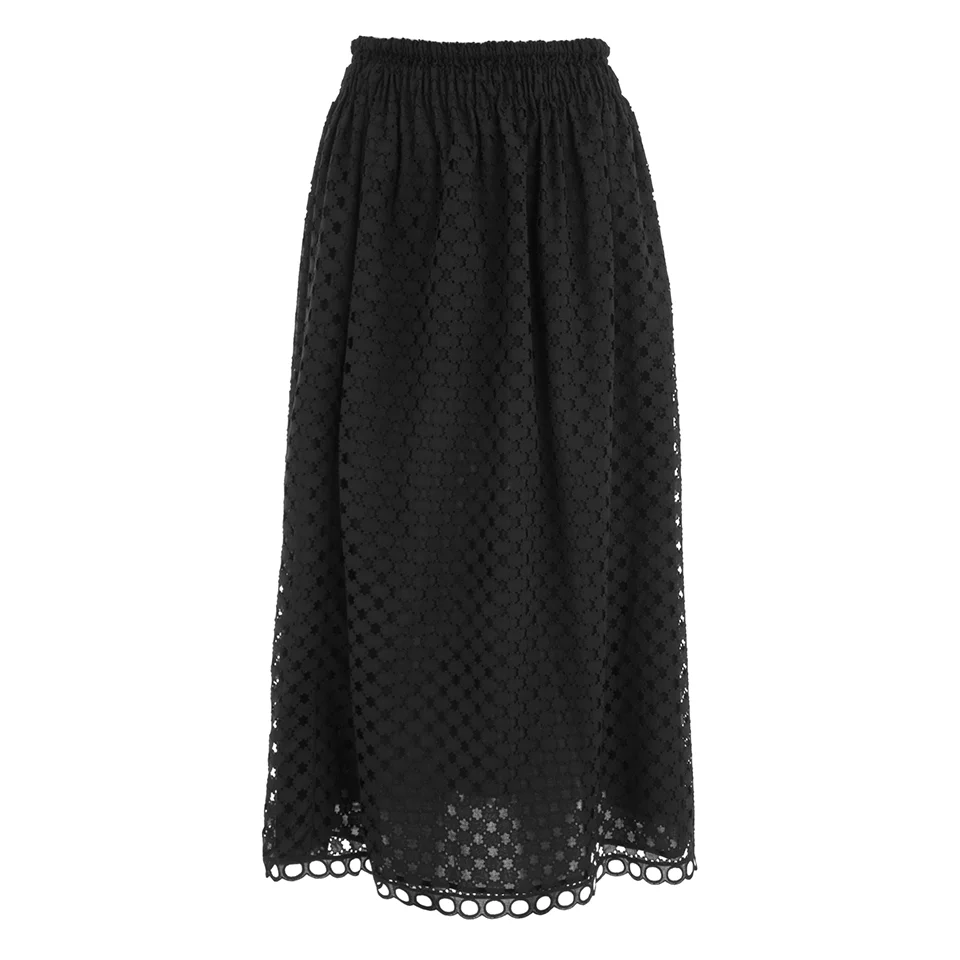 Carven Women's Laser Cut Long Skirt - Black Image 1