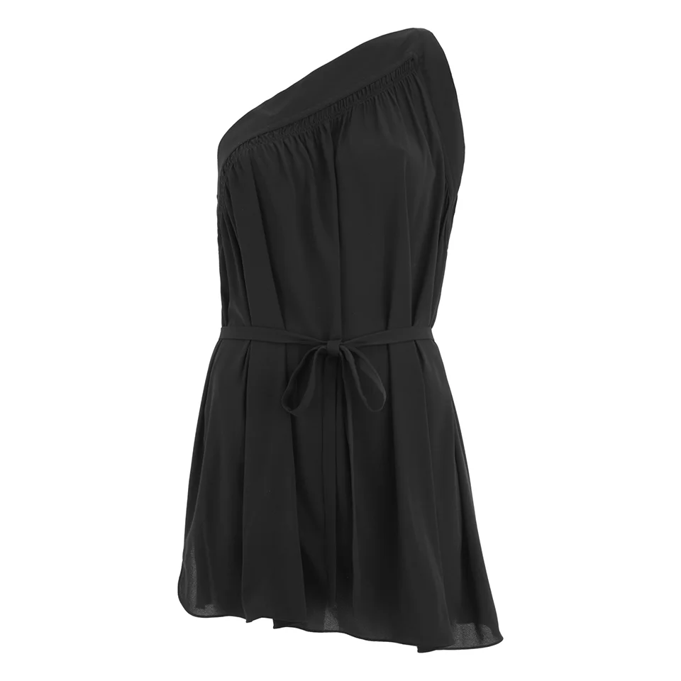 Helmut Lang Women's Stretch Silk Crepe Asymmetrical Top - Black Image 1