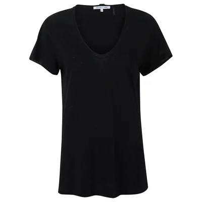 Helmut Lang Women's Cotton Cashmere Jersey Scoop Neck T-Shirt - Black