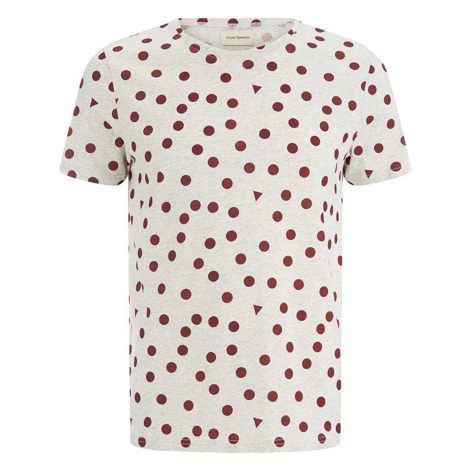 Oliver Spencer Men's Shapes T-Shirt - Oatmeal/Burgundy Image 1