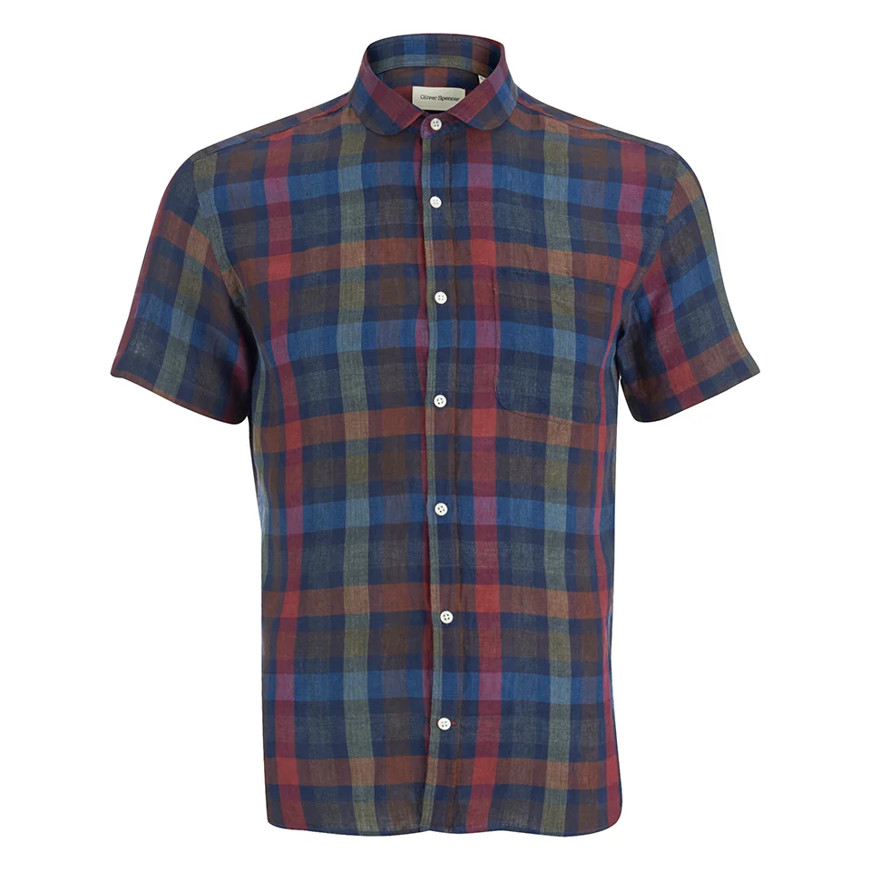 Oliver Spencer Men's Short Sleeved Eton Shirt - Pilford Multi Image 1