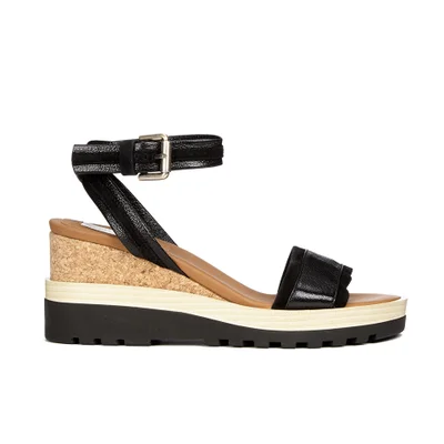 See By Chloé Women's Leather Wedged Sandals - Black