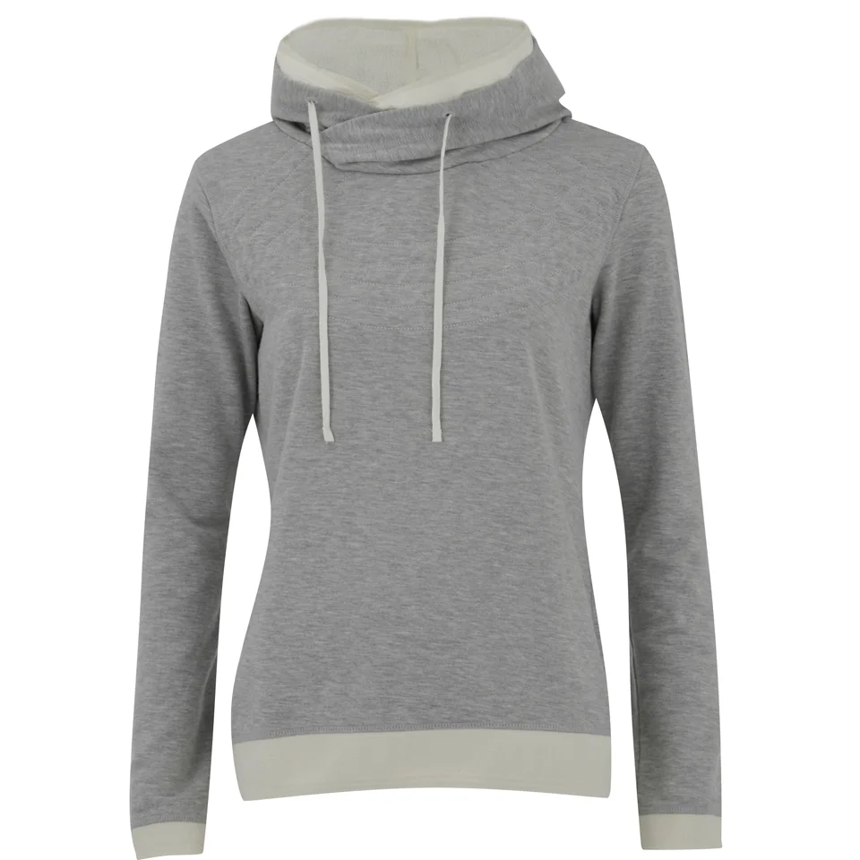 Maison Scotch Women's Home Alone Double Hoodie with Quilted Artwork - Grey Image 1