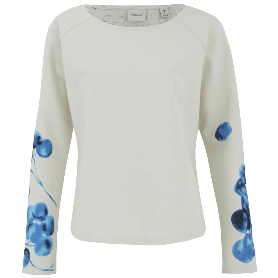 Maison Scotch Women's Allover Printed Sweatshirt in Bonded Quality - White Image 1