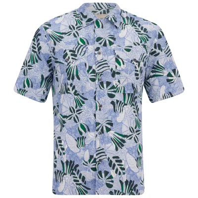 Maison Kitsuné Men's Hibiscus Safari Short Sleeve Shirt - Emerald Sky