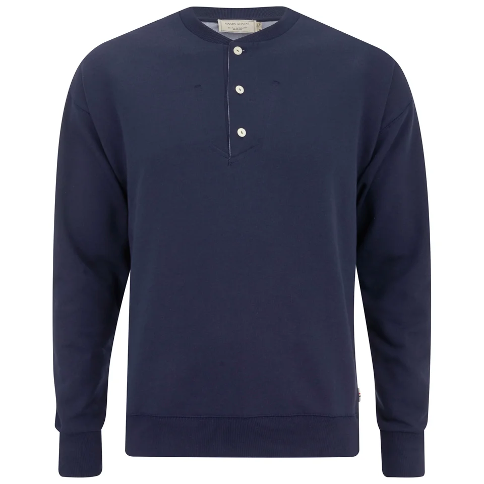 Maison Kitsuné Men's Button Sweatshirt - Navy Image 1