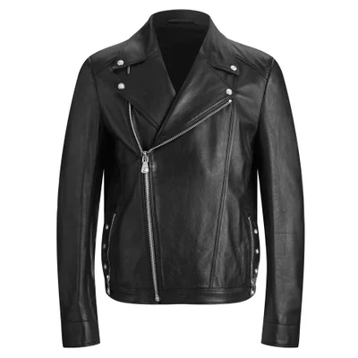 Versus Versace Men's Back Leather Biker Jacket - Black