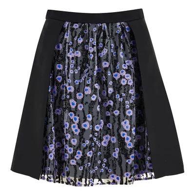 Carven Women's Floral Skirt - Black/Lilac