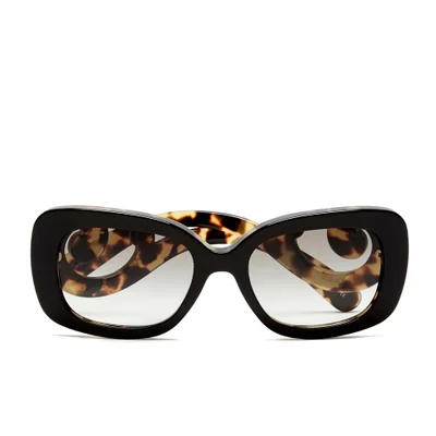 Prada Women's Catwalk Minimal Baroque Sunglasses - Top Black/ Medium Havana