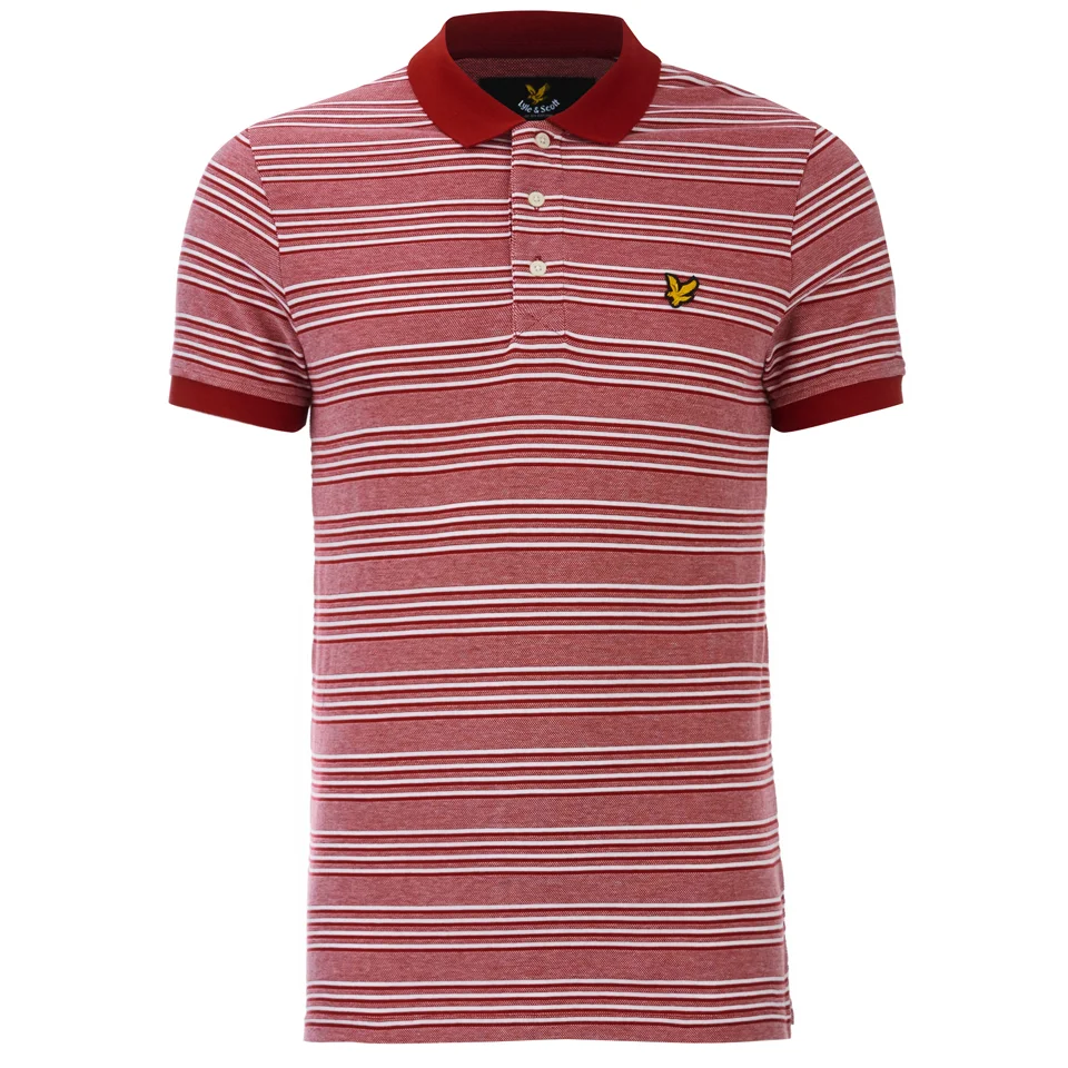 Lyle & Scott Vintage Men's Oxford Stripe Polo Shirt - Ruby Image 1