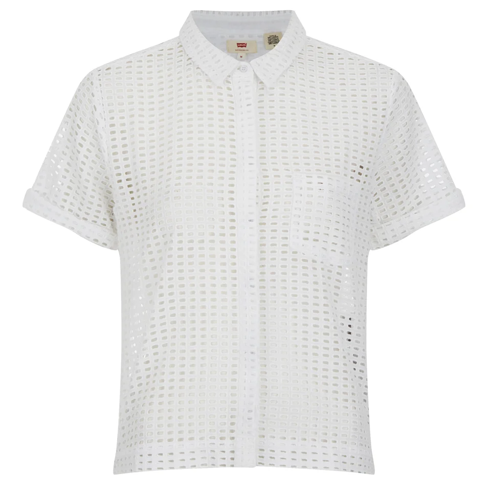 Levi's Women's Short Sleeve Cropped Shirt - White Image 1
