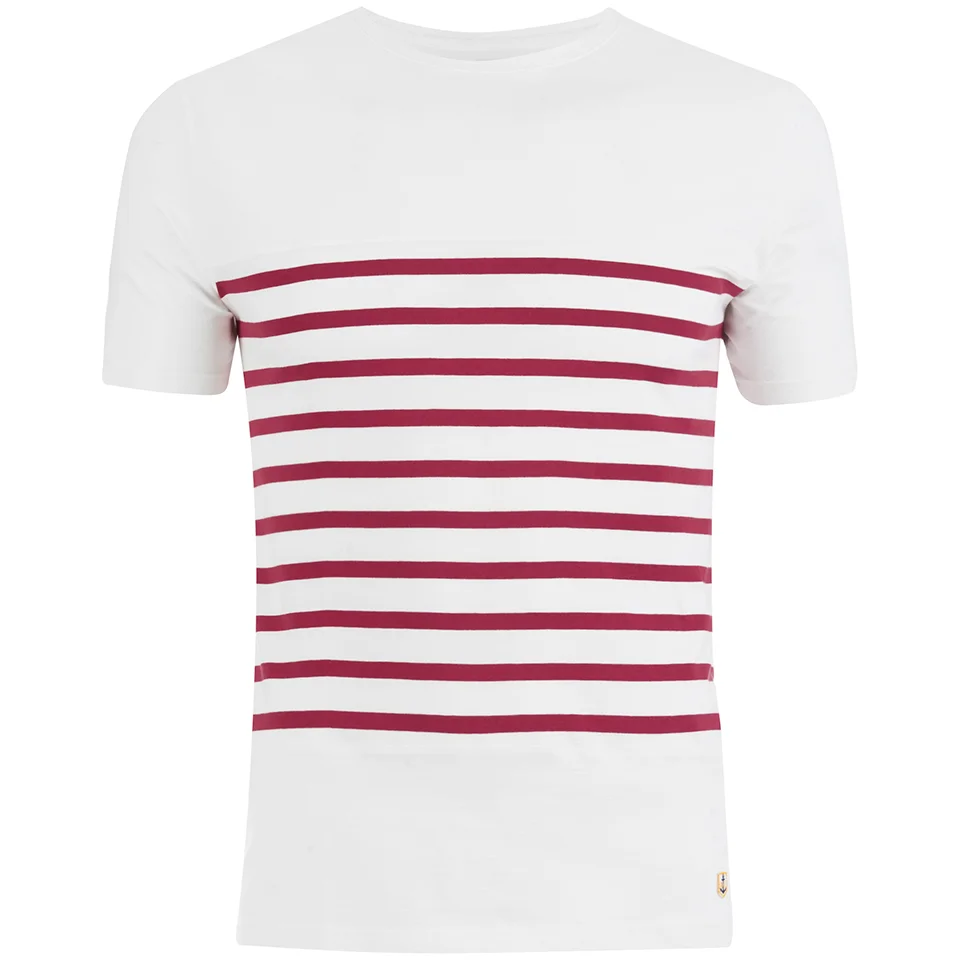 Armor Lux Men's Stripe Detail T-Shirt - Milk/Milk/Red Image 1