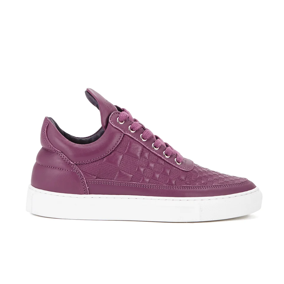 Filling Pieces Women's Stripe Quilted Low Top Leather Trainers - Purple Image 1