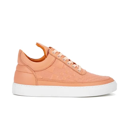 Filling Pieces Women's Stripe Quilted Low Top Leather Trainers - Orange