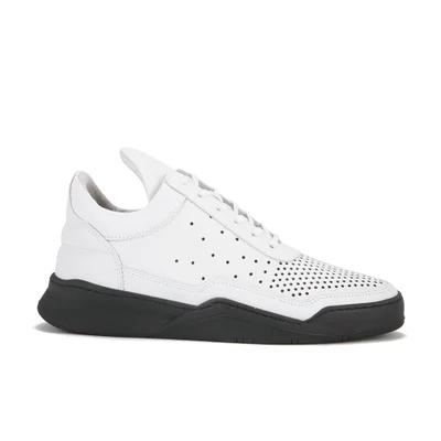 Filling Pieces Men's Gradient Perforated Low Top Suede Trainers - White