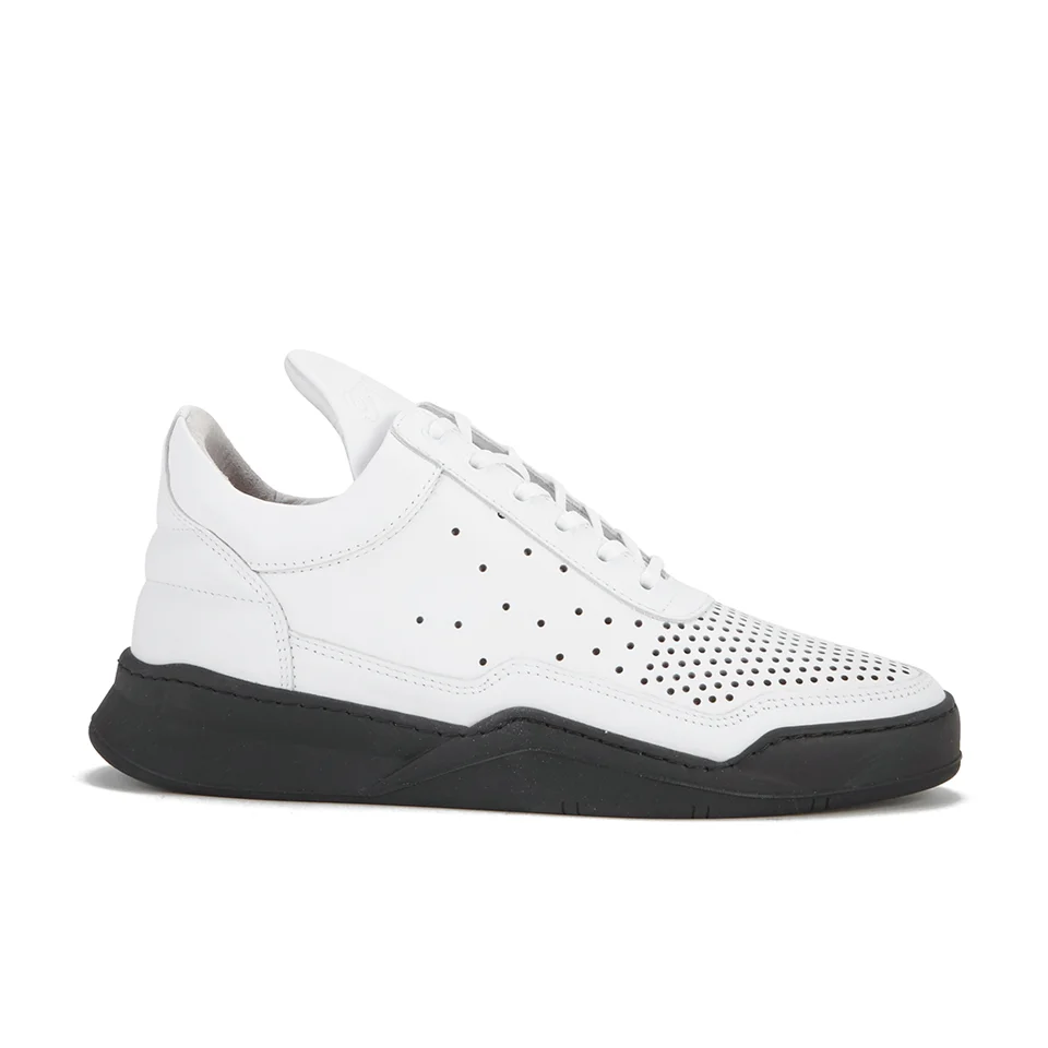 Filling Pieces Men's Gradient Perforated Low Top Suede Trainers - White Image 1