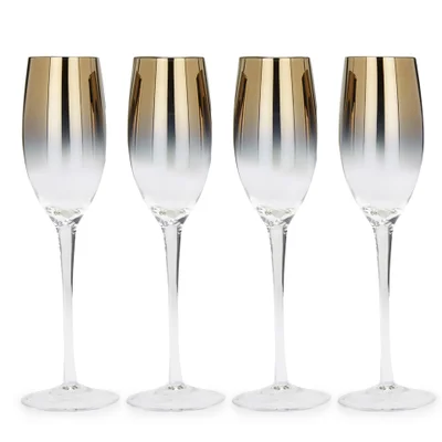 Bark & Blossom Two-Tone Gold Champagne Flutes - Set of 4