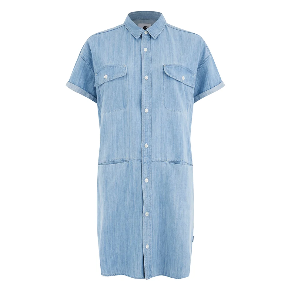 Carhartt Women's Corry Short Sleeved Denim Shirt Dress - Blue Super Bleach Image 1