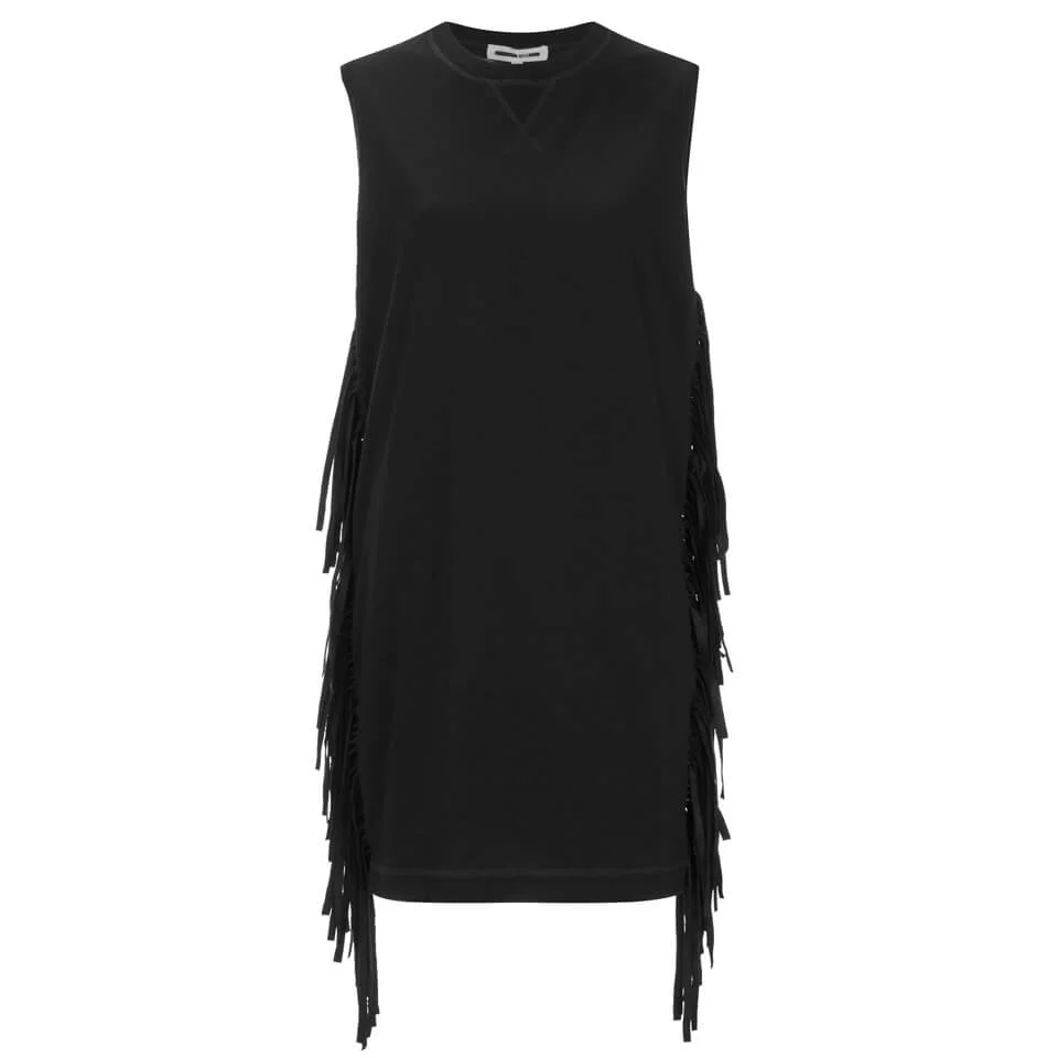 McQ Alexander McQueen Women's Fringe Sleeve Dress - Black Image 1