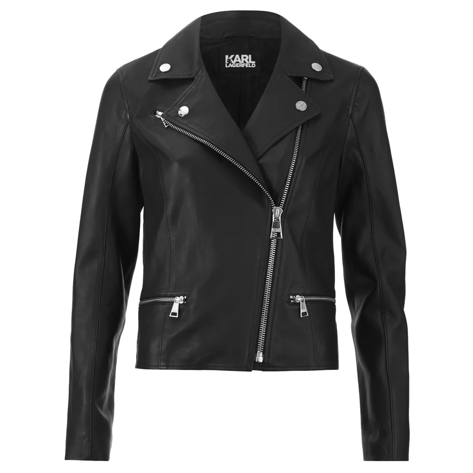Karl Lagerfeld Women's Ikonik Odina Biker Jacket - Black Image 1