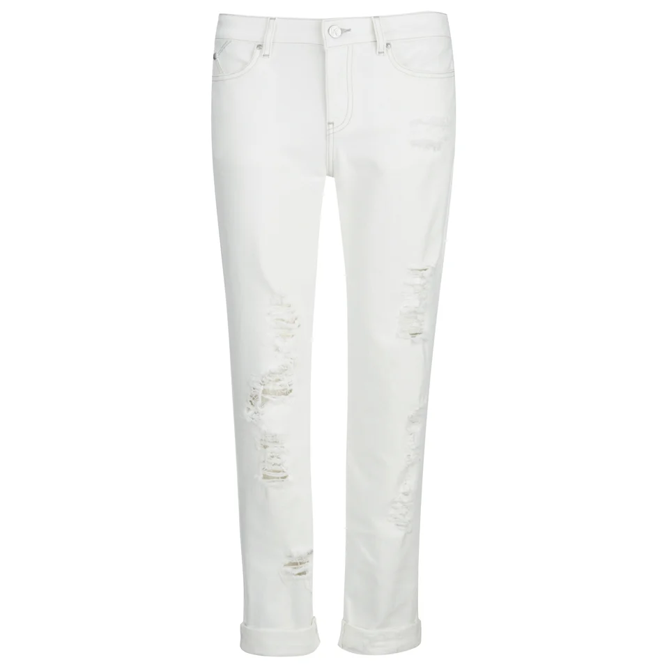 Karl Lagerfeld Women's Distressed Boyfriend Denim Jeans - White Image 1