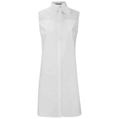 Karl Lagerfeld Women's Bow Blouse Tunic Dress - White
