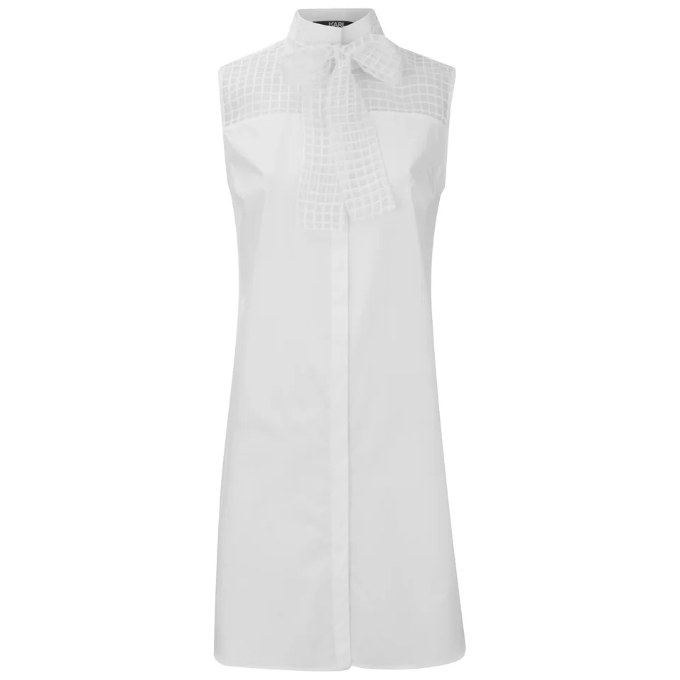 Karl Lagerfeld Women's Bow Blouse Tunic Dress - White Image 1