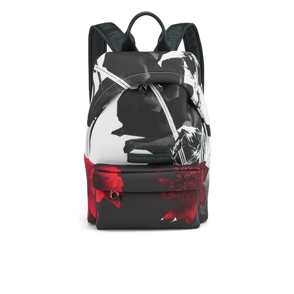 McQ Alexander McQueen Men's Classic Printed Neoprene Backpack - Black/White/Red Image 1