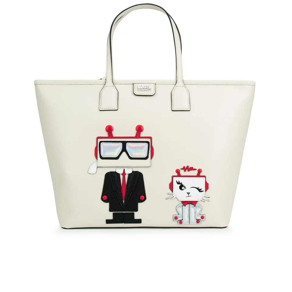 Karl Lagerfeld Women's K/Robot Shopper Karl & Choupette Bag - Cream Image 1