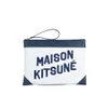Maison Kitsuné Women's Large Canvas & Leather Clutch Bag - White Navy - Image 1