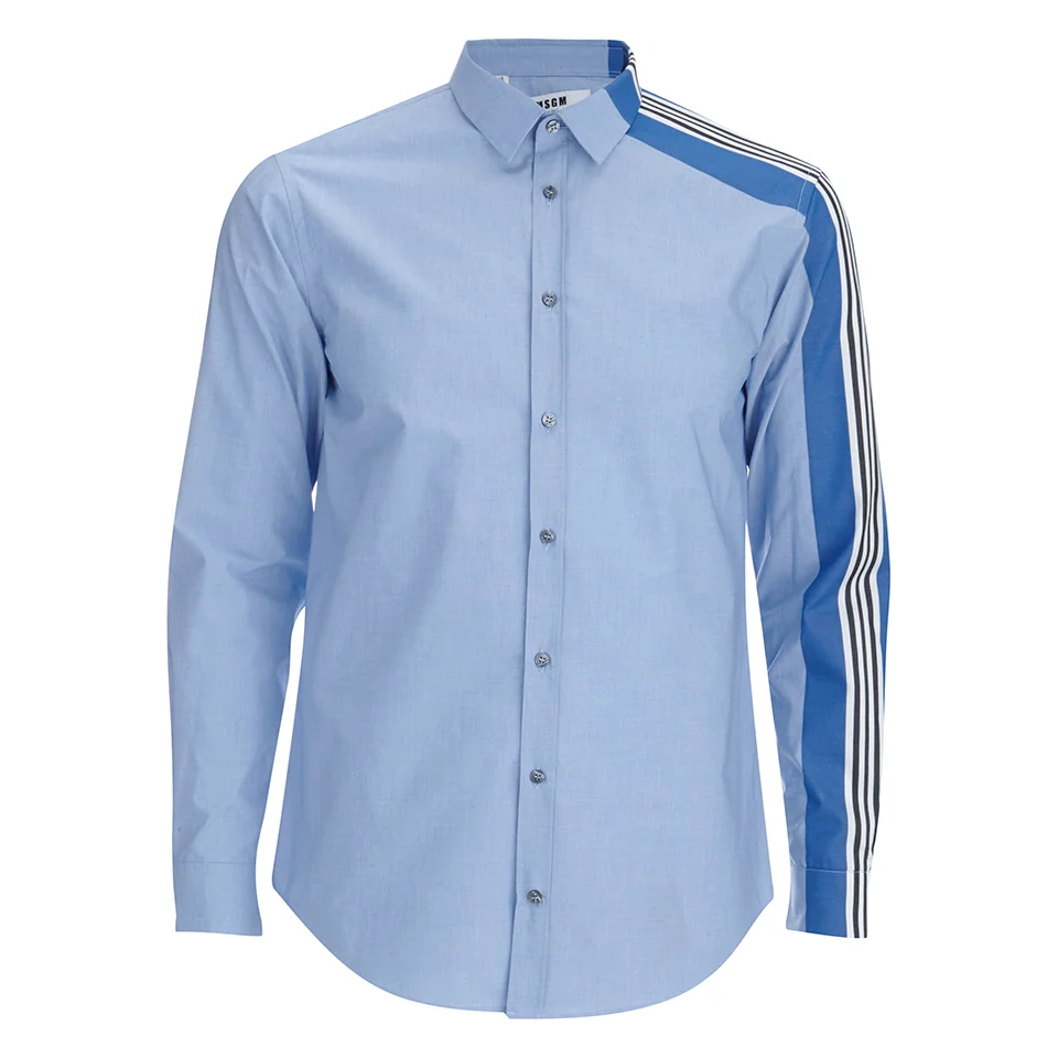 MSGM Men's Side Stripe Shirt - Blue Image 1