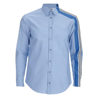 MSGM Men's Side Stripe Shirt - Blue