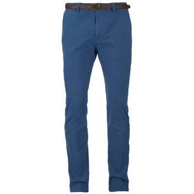 Scotch & Soda Men's Garment Dyed Slim Fit Chinos with Belt - Worker Blue