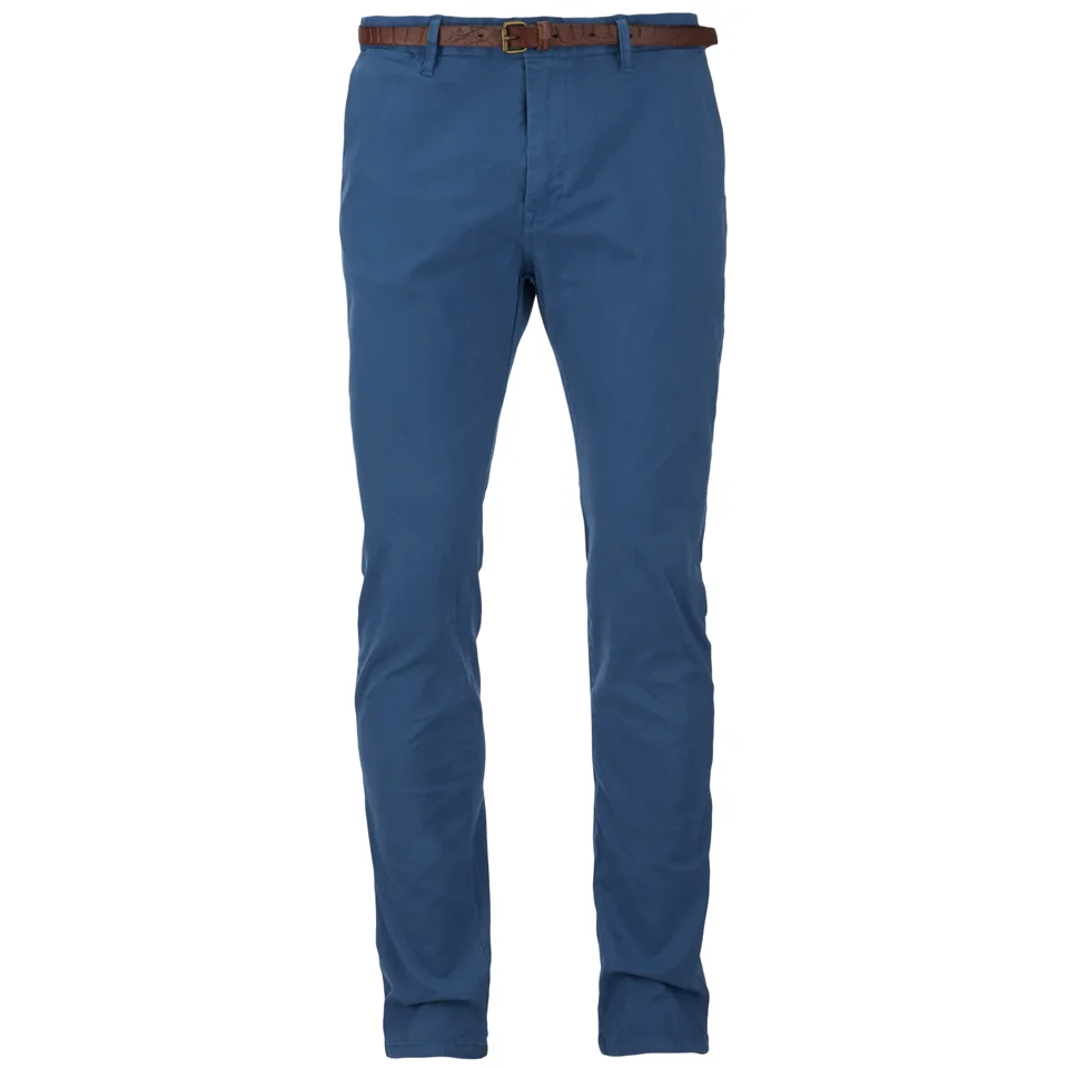 Scotch & Soda Men's Garment Dyed Slim Fit Chinos with Belt - Worker Blue Image 1