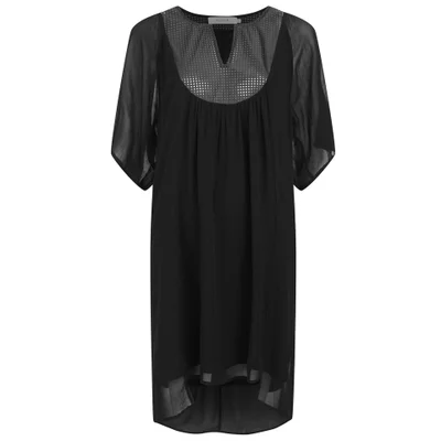 Munthe Women's Eiffel Babydoll Leather Detail Dress - Black